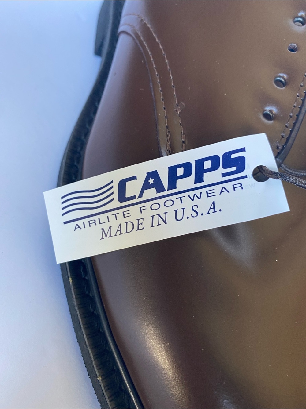 Capps Shoe Company Men’s AGSU Brown Leather Oxfords 9.5 3E - Picture 7 of 9